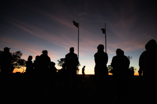 Crowd gathered for dawn service - Australian Stock Image