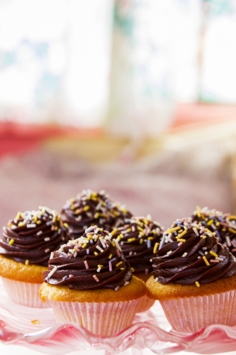 Cupcakes on Pink Cake Stand - Australian Stock Image