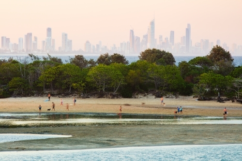 Currumbin Creek and Gold Coast Apartment Buildings - Australian Stock Image