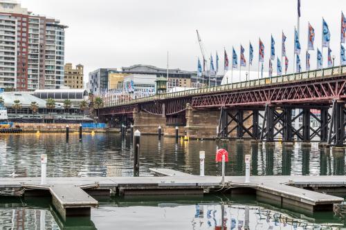 Darling Harbour footbridge and marina - Australian Stock Image