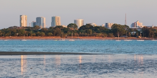 Darwin city buildings across the water of the bay