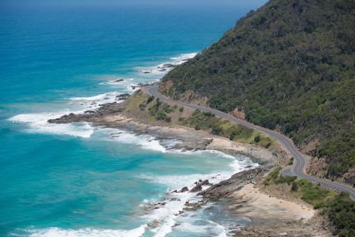 Daytime summer view over the Great Ocean Road in Victoria - Australian Stock Image