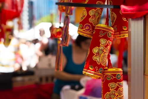 decorations hanging at a Chinese new year festival - Australian Stock Image
