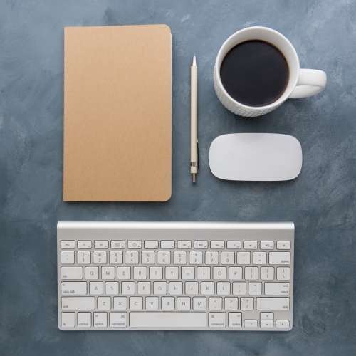 Desk scene flatlay - Australian Stock Image