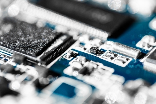 Detail of blue circuit board