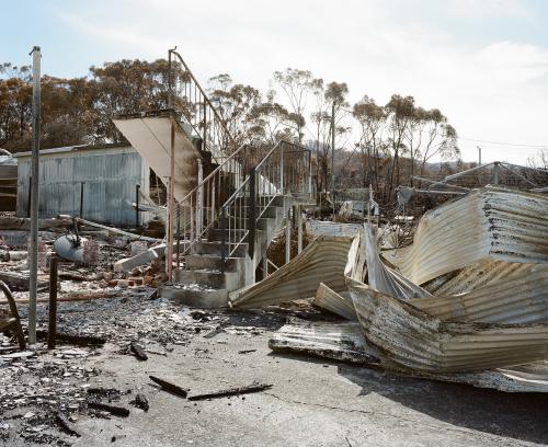 Detail of house destroyed by bush fire - Australian Stock Image