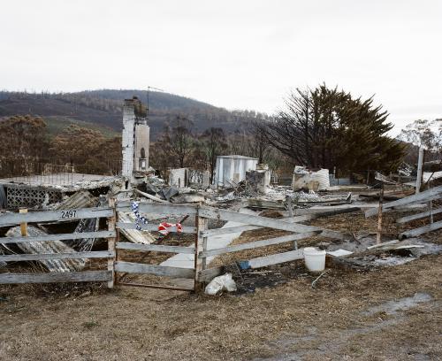 Detail of house destroyed by bush fire - Australian Stock Image