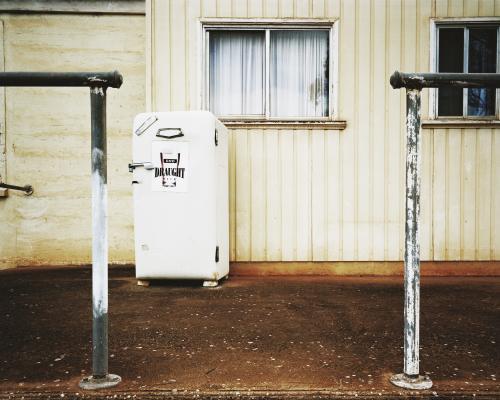 Detail of outdoor fridge in front of old building - Australian Stock Image