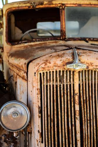Detail shot of old vintage rusty car