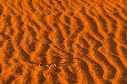 Detail shot of ripples in orange sand - Australian Stock Image