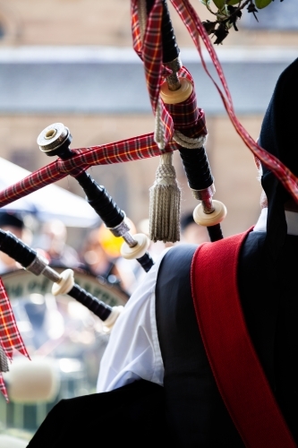 Details of bagpipe instrument - Australian Stock Image