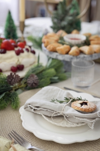 Dining table set up for Christmas meal - Australian Stock Image