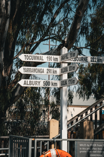 Directional signpost with towns and distances - Australian Stock Image
