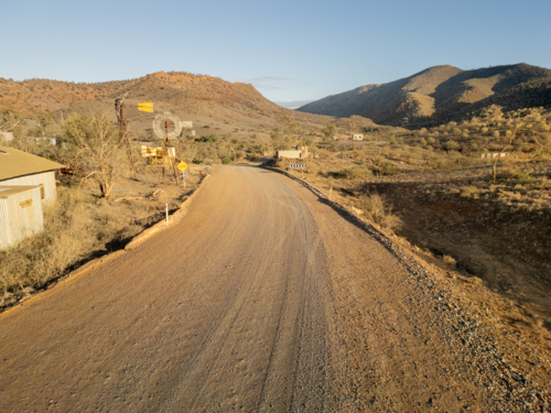 dirt road through the hills in Arkaroola Flinders Ranges - Australian Stock Image