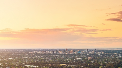 distant view of Adelaide city skyline at dusk - Australian Stock Image