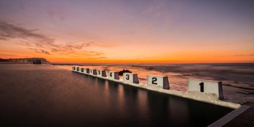 diving blocks at ocean baths - Australian Stock Image