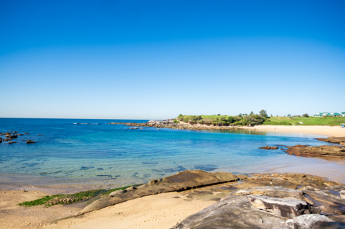 dramatic coastal landscape of Little Bay beach - Australian Stock Image