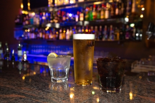 Drinks at nightclub bar