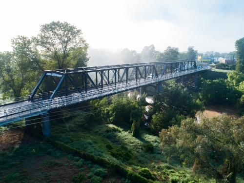 Drone photo of dunolly ford bridge in Singleton over the Hunter River - Australian Stock Image