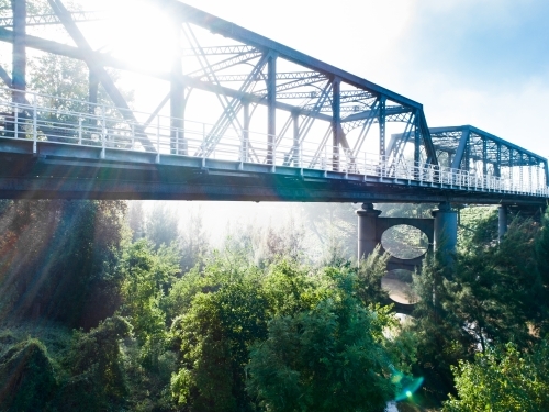 Drone photo of dunolly ford bridge in Singleton over the Hunter River - Australian Stock Image