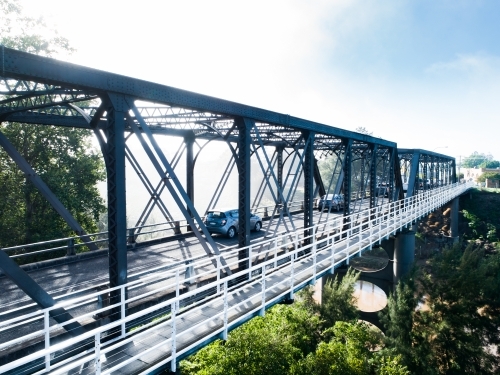 Drone photo of dunolly ford bridge in Singleton over the Hunter River - Australian Stock Image
