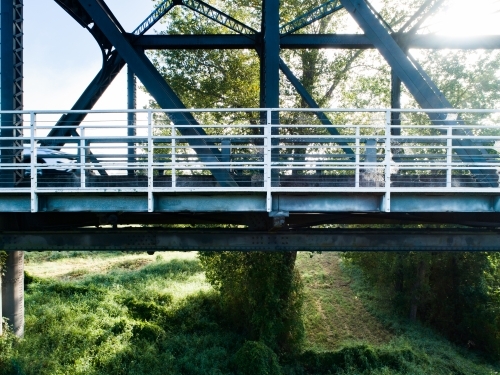 Drone photo of dunolly ford bridge in Singleton over the Hunter River - Australian Stock Image