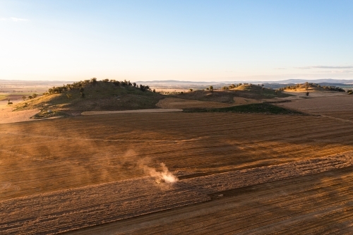 Drone view of combine harvester - Australian Stock Image