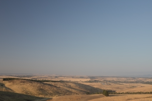 Dry landscape of empty paddocks - Australian Stock Image