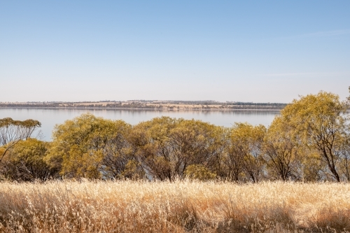 Dumbleyung Lake with water in Western Australia - Australian Stock Image