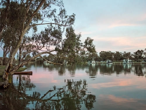 Dusk reflections on a river in the country - Australian Stock Image