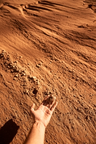 Dusty red dirt from a riverbed in Broken Hill, NSW - Australian Stock Image