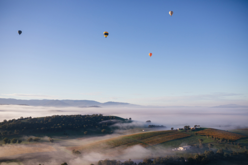 Early Morning Balloon Flight - Australian Stock Image