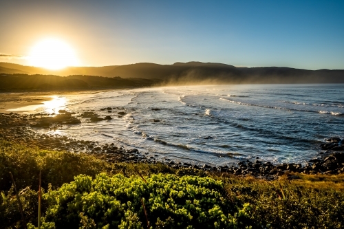 early morning misty beach scene - Australian Stock Image