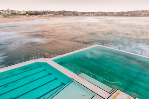Early Morning Over Ocean Pools Bondi Beach Sydney - Australian Stock Image