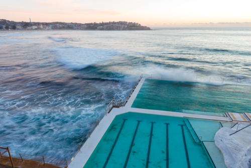 Early Morning Over Ocean Pools Bondi Beach Sydney - Australian Stock Image