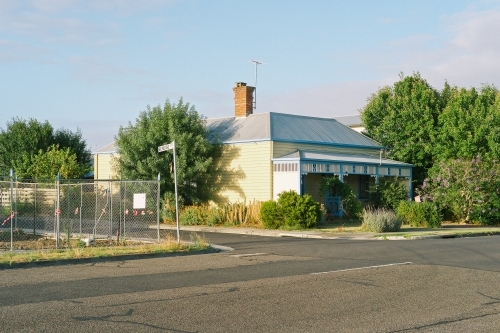 Early morning suburban street corner view - Australian Stock Image