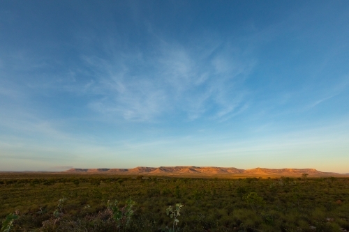 east kimberley landscape with pentecost range on horizon - Australian Stock Image