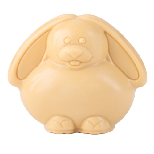 Easter white chocolate bunny on white background - Australian Stock Image