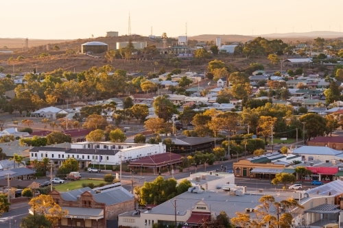 Elevated view over the rooftops of an outback city - Australian Stock Image
