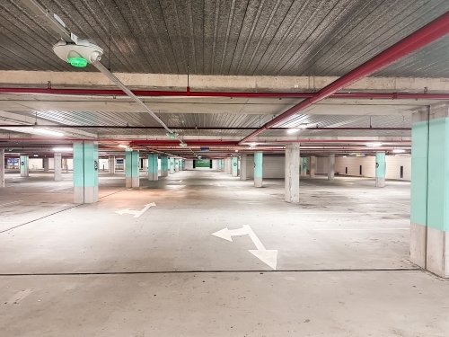 empty shopping centre car park lanes - Australian Stock Image