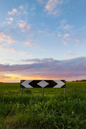 End of road warning sign on country road - Australian Stock Image
