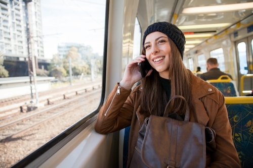 Enjoying the Train Trip - Australian Stock Image