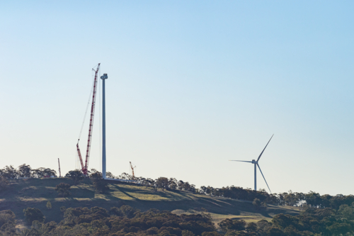 erection of a turbine at the Sapphire wind farm between Inverell and Glen Innes - Australian Stock Image