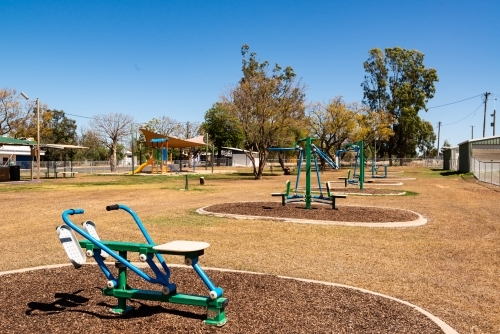 Exercise equipment in a park. - Australian Stock Image