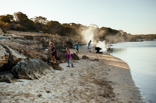 Exploring and cooking on the beach Coffin Bay NP