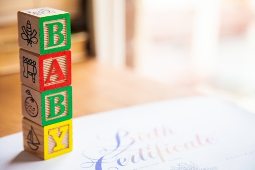 Fancy Australian Birth Certificate - Australian Stock Image