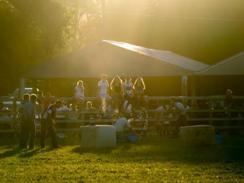Farm activities competition just before sunset at Walcha Show - Australian Stock Image