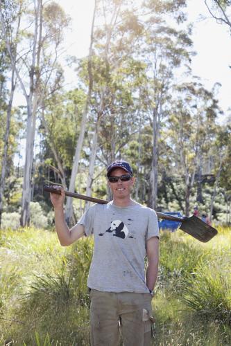 Farmer with a shovel - Australian Stock Image