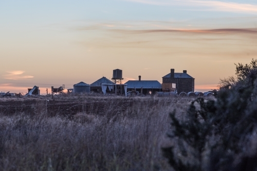 Farmhouse late evening view - Australian Stock Image
