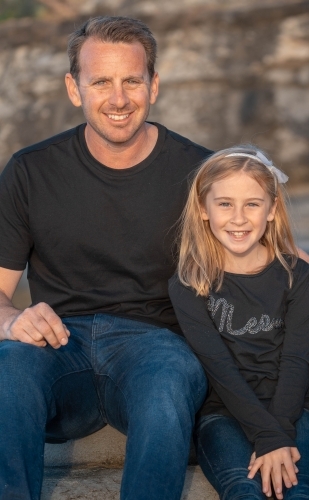 Father and Daughter portrait at sunrise - Australian Stock Image